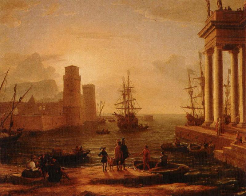 Claude Lorrain utsikt over hamn med bimma oil painting picture
